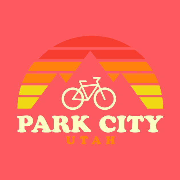 Park City Utah Mountain Biking Retro Sunset by PodDesignShop