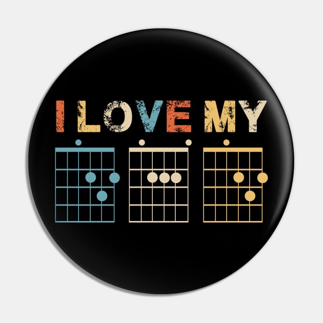 Best Dad Ever Guitar Chords Musician Funny Fathers Day Gift Idea Tshirt Pin by dconciente