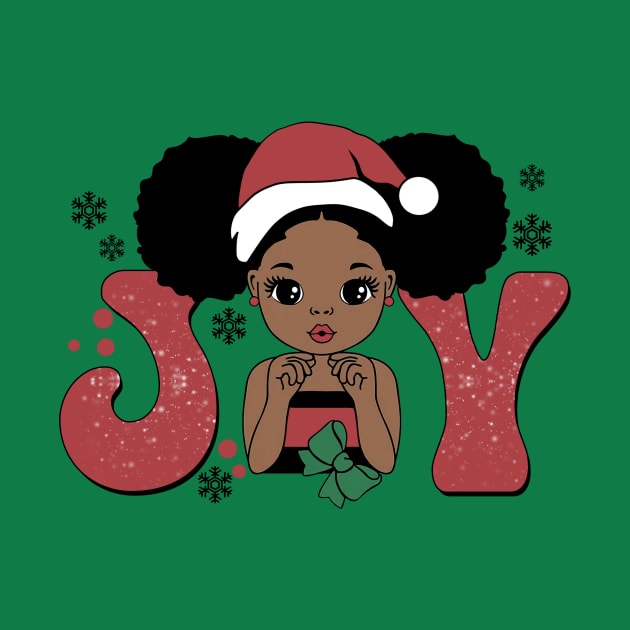 Black Girl Santa Hat Christmas Joy by Teewyld