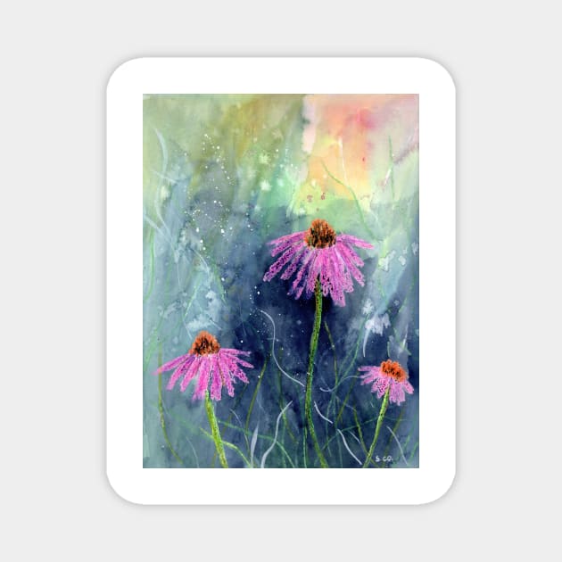 Coneflower Mixed Media Art Magnet by Sandraartist