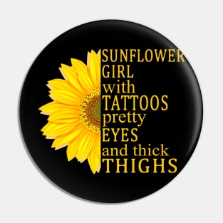 Sunflower Girl With Tattoos Pin