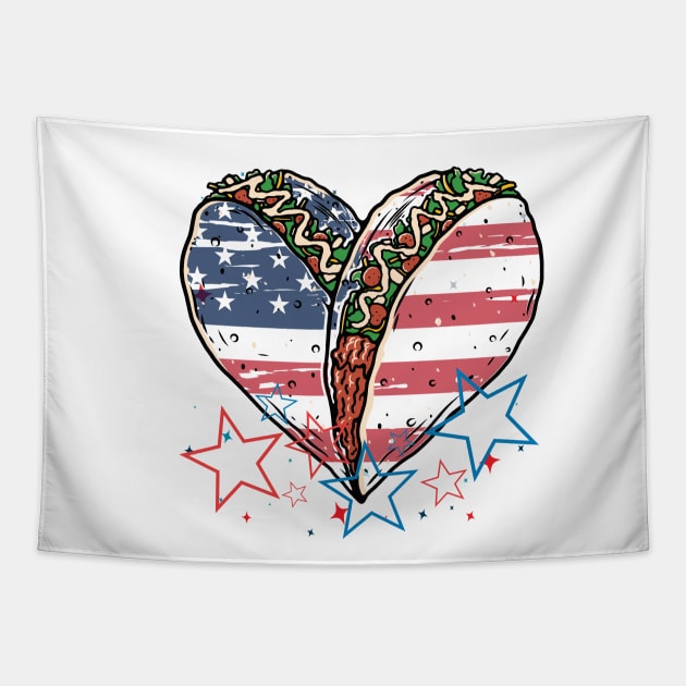 Funny 4th Of July 2021 Fourth Of July For Men's And Women's For 4th Of July Tacos Lovers Tapestry by dianoo