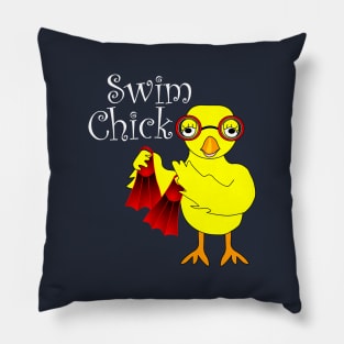 Swim Chick White Text Pillow