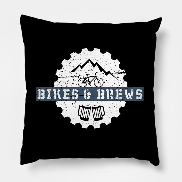 Bikes and Brews Pillow by TriHarder12