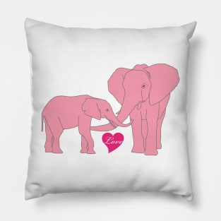 Elephants Love Heart Pillow