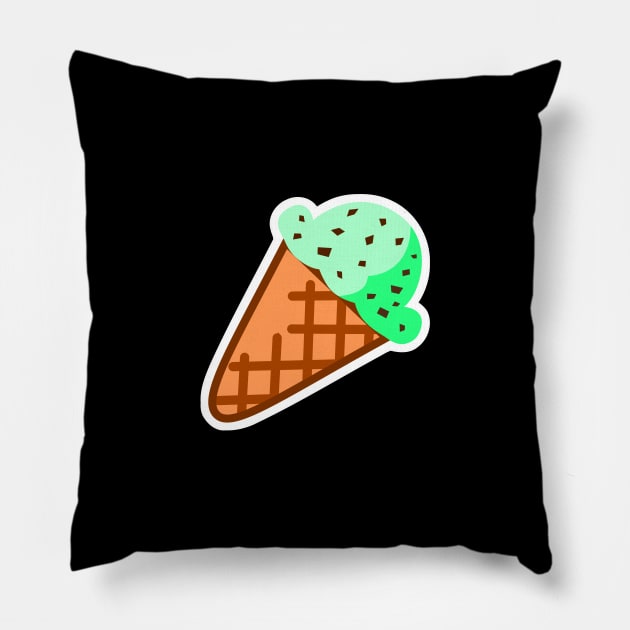 Mint Chocolate Chip Flavor Dessert Ice Cream Pillow by CrocoWulfo