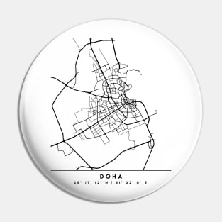 DOHA QATAR BLACK CITY STREET MAP ART Pin