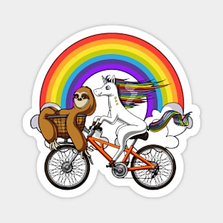 Unicorn Sloth Riding Bicycle Magnet