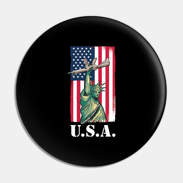 Rifle Funny American Flag Gift Pin by CatRobot