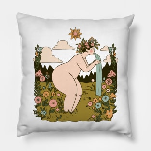 Woman Nurturing Nature Pillow