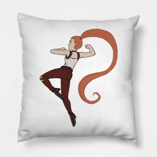 Jump Kick Battle Girl in Orange Pillow