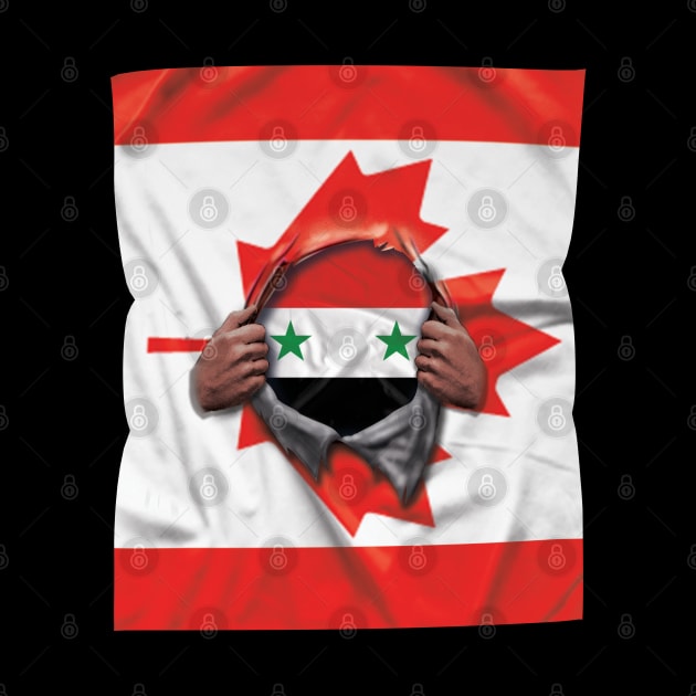 Syria Flag Canadian Flag Ripped - Gift for Syrian From Syria by Country Flags