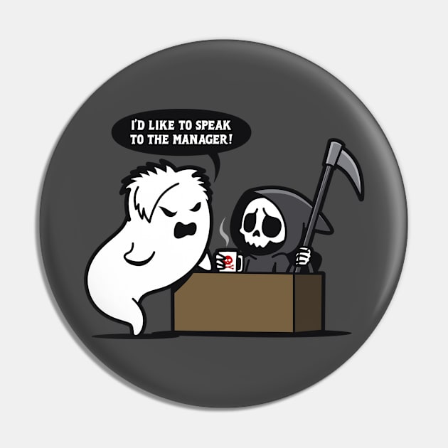 Funny Karen Ghost Complaining Grim Reaper Death Cute Cartoon Pin by Originals By Boggs