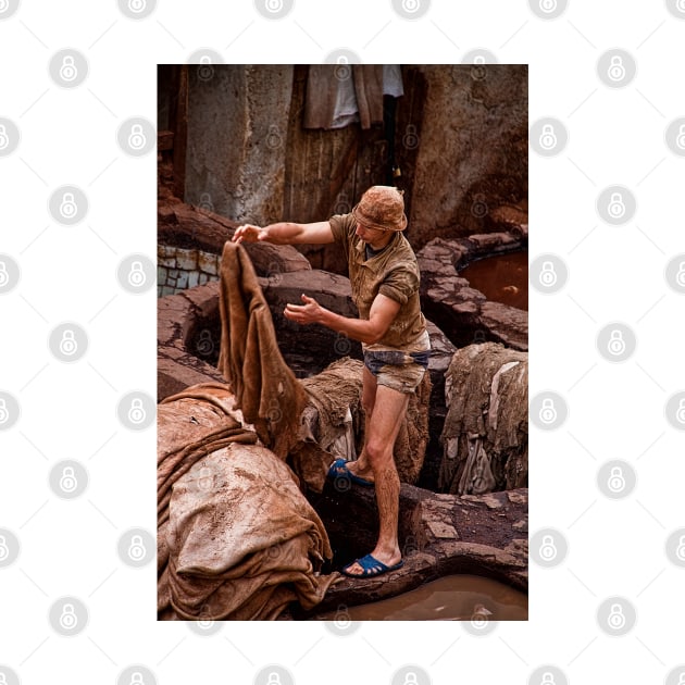 Morocco. Fes. Fes el Bali. Tanneries. Workman. by vadim19