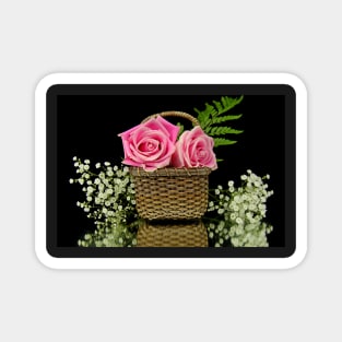 A basket of pink Roses Magnet