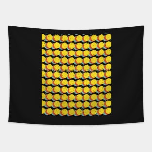 Yellow Trippy Glitched Retro Dot Pattern Tapestry