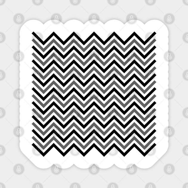 Zigzag Lines - Black Grey Magnet by SanTees