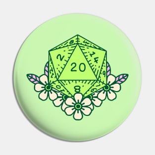 Cute d20 dice green Pin