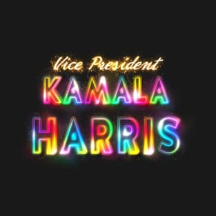 Vice President Kamala Harris Rainbow Neo Sparkles Text T-Shirt