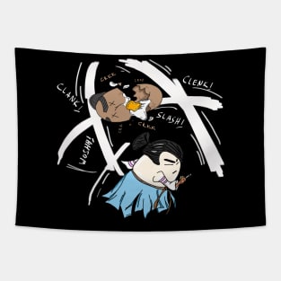 Eggmurai Showdown Tapestry