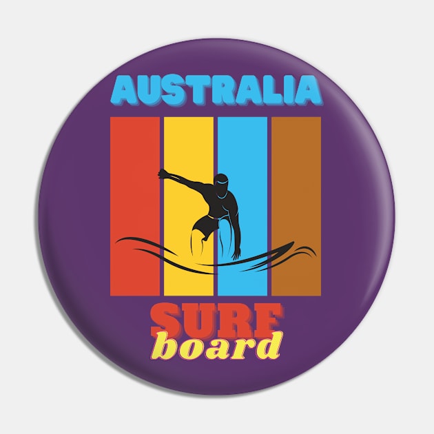 Australia surf board Pin by TeeText