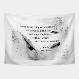 Emily Dickinson Quote On Hope black and white Tapestry