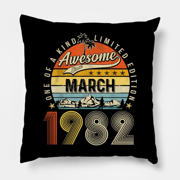 Awesome Since March 1982 Vintage 41st Birthday Pillow by Vintage White Rose Bouquets