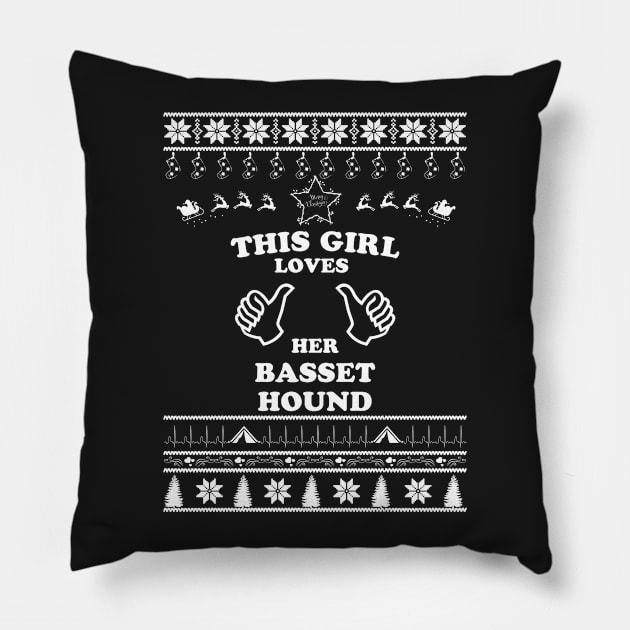 Merry Christmas Basset Hound Pillow by bryanwilly