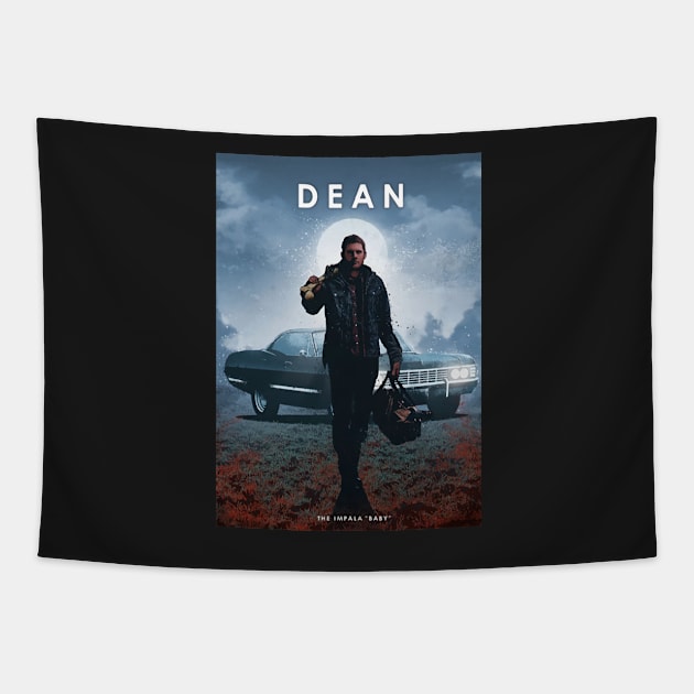 Dean Winchester - Supernatural - Chevrolet Impala baby - Car Legends Tapestry by Great-Peoples