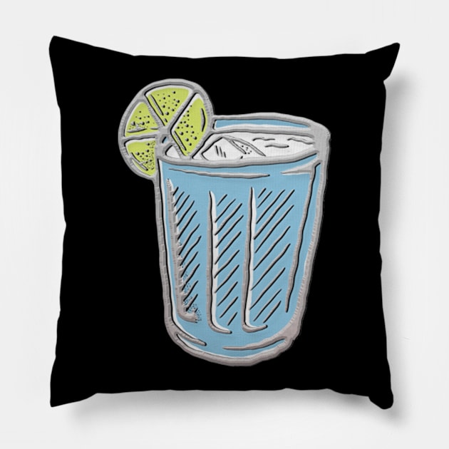 Ice Cube With Tea Lemon Vintage Illustration Pillow by Merchsides