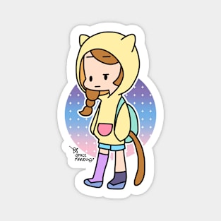 Girl in yellow cat hood Magnet