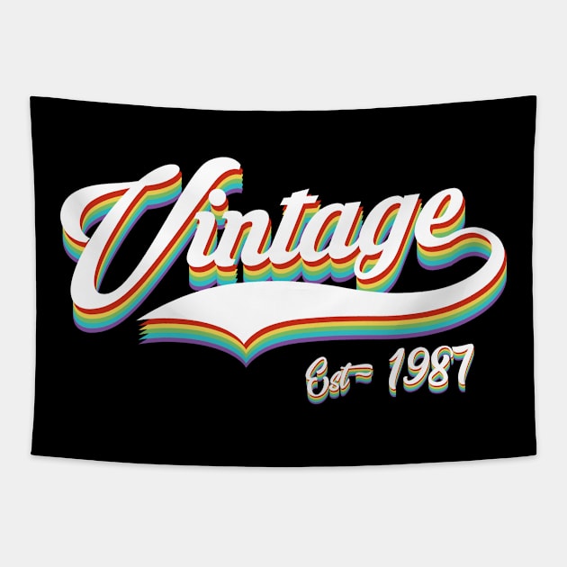 1987 - Vintage Birthday Gift T-Shirt Tapestry by ReneeCummings