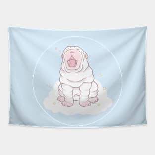 White Shar Pei Puppy - Cute Shar Pei Yawning II Tapestry