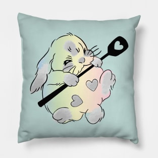 cute kawaii pink bunny funny bunny Pillow