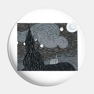 Black and white Starry Night Pin