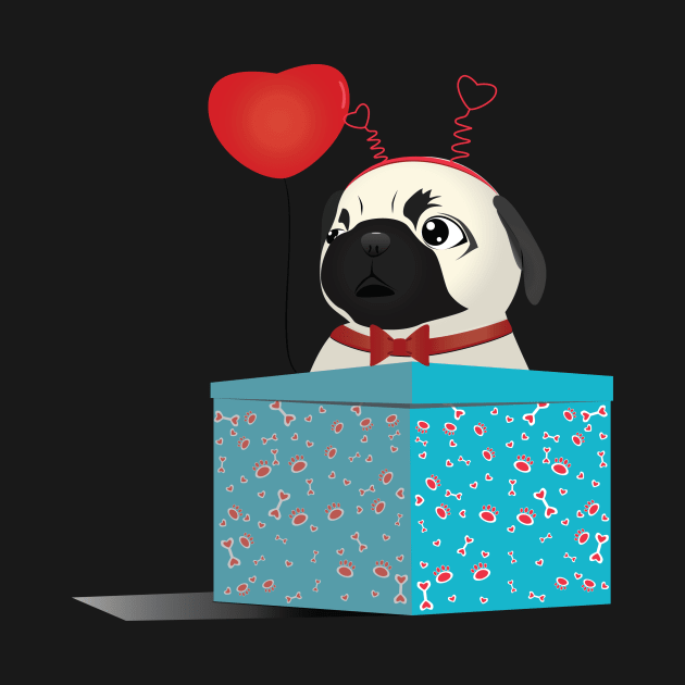 Puppy Pug Valentine by Kanom-Tom