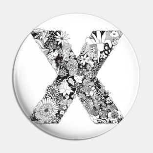 Floral Letter X Pin