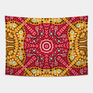 Red and orange abstract seamless kaleidoscope pattern Tapestry