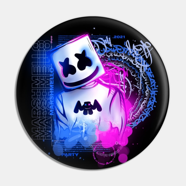 Marshmello | Modern Graffiti Synthwave Retrowave Pin by DenielHast