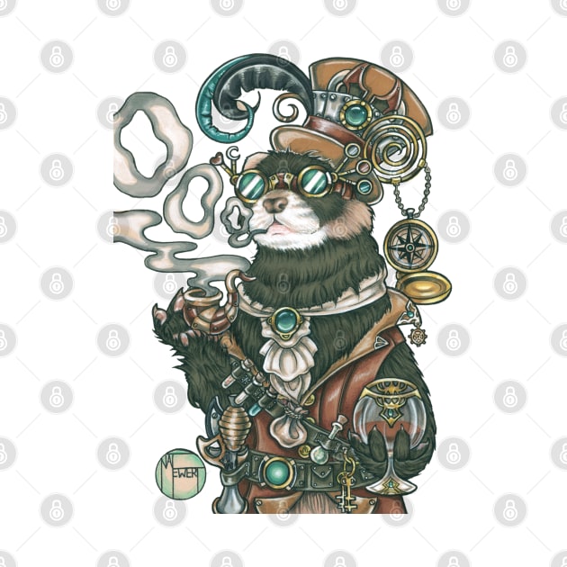 Steampunk Ferret Mr. Octavius by Nat Ewert Art