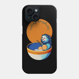 funny cat eating spaghetti by kaziknows Phone Case