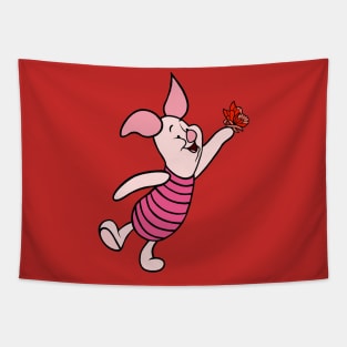 Little Pig with Awareness Ribbon Butterfly (Red) Tapestry