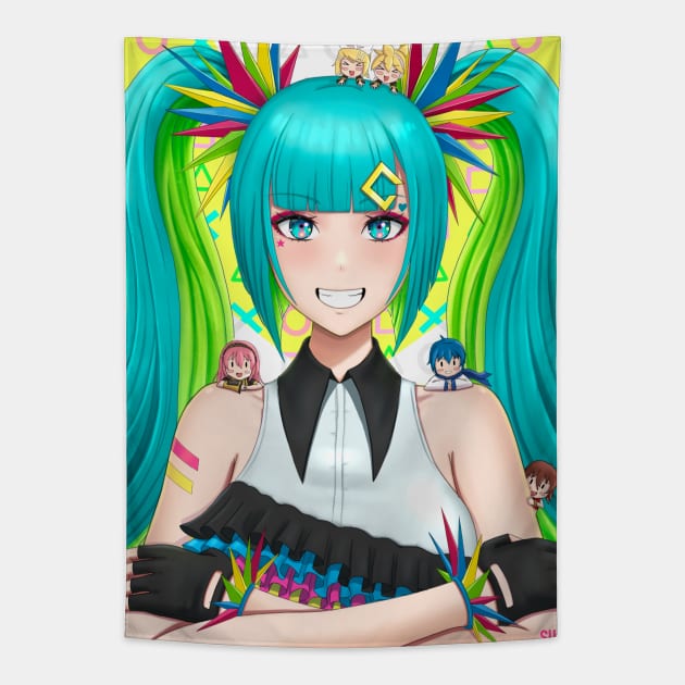 Colorful miku Tapestry by SUONIKO