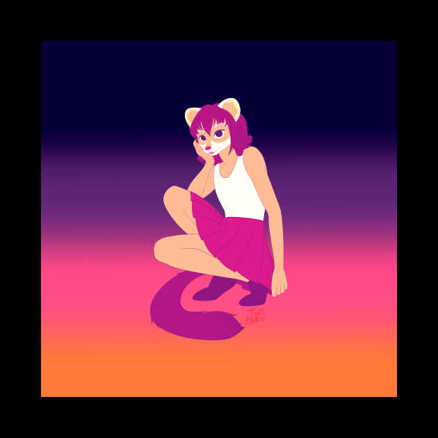 Anthro Sunset Ferret Girl by Todd's Hollow