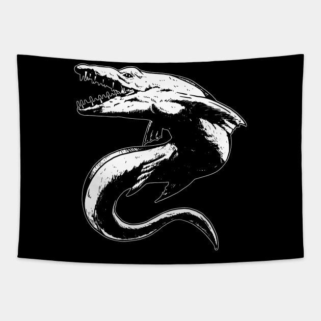 Mosasaurus with Powerful Jaws Tapestry by WorldDinosaurs