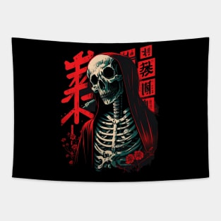 The Grim Robe A Skeleton's Stylish Attire Tapestry