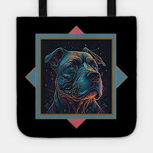 Psychedelic Pit Bull Portrait Tote