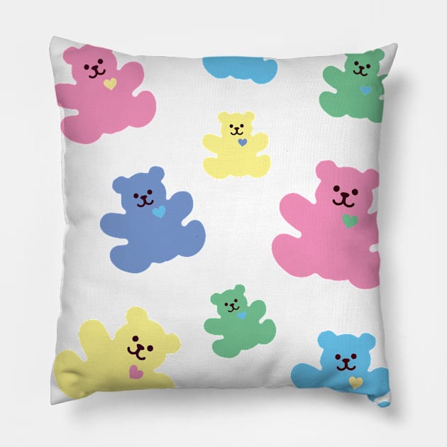 pastel mini bears Pillow by daisydebby