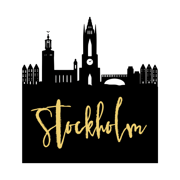 STOCKHOLM SWEDEN DESIGNER SILHOUETTE SKYLINE ART by deificusArt