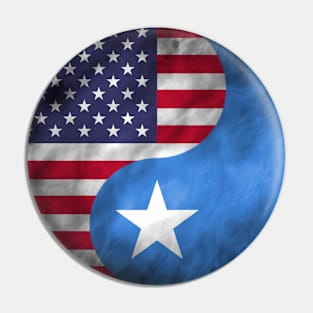 USA and Somalia Dual Flag Yin Yang Combination Pin